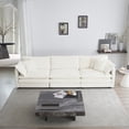 thumbnail image 4 of Williamspace 111.5" Sectional Sofa Couch, Mid-Century Modern Upholstered 3 Seater Sofa with 5 Toss Pillows, Deep Seat 4 Seat Chenille Fabric Sofa Furniture for Living Room Apartment, White, 4 of 6