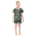 thumbnail image 3 of Red Flower Pattern Summer Pajama Set Soft Cotton Short Sleeve Sleepwear 2PCS Pajama Sets Breathable Lounge Set Size 8Y, 3 of 7