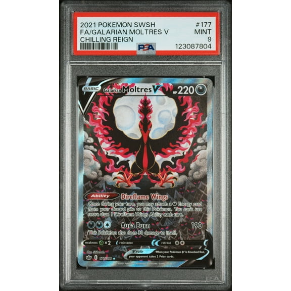 2021 Pokemon Chilling Reign Galarian Moltres V #177 PSA 9