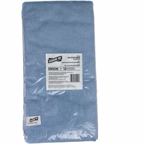 Genuine Joe General Purpose Microfiber Cloth - Cloth - 16" Width x 16" Length - 12 / Bag - Blue
