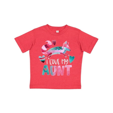 

Inktastic I Love My Aunt Pink and Blue Fox with Hearts Gift Toddler Boy or Toddler Girl T-Shirt