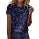 thumbnail image 1 of Gibobby Casual Playera de Manga Corta para Mujer Camiseta informal holgada manga corta con cuello redondo y estampado informal verano para mujer(Azul oscuro,G), 1 of 4