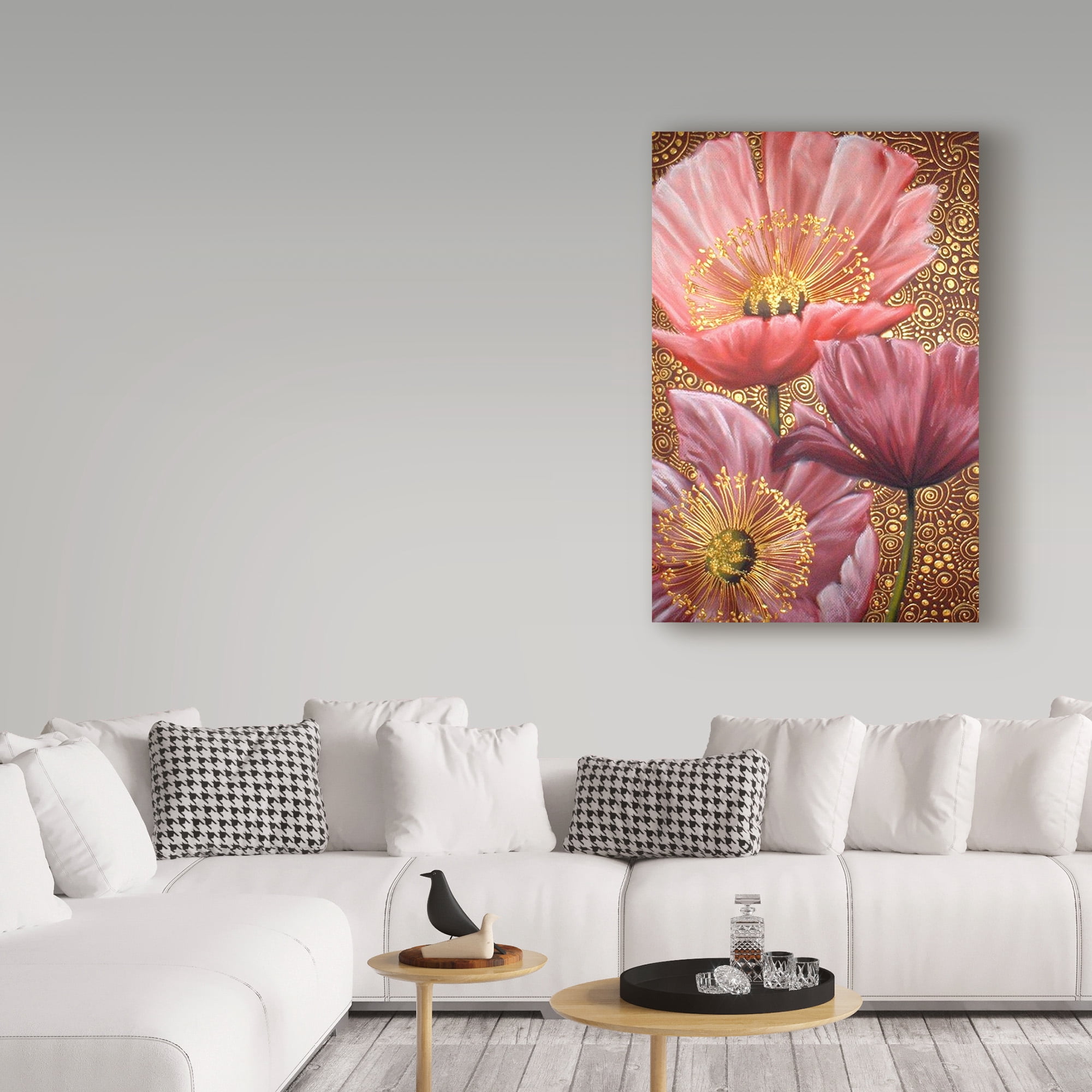 Trademark Fine Art 'Three Pink Poppies' Canvas Art by Cherie Roe Dirksen