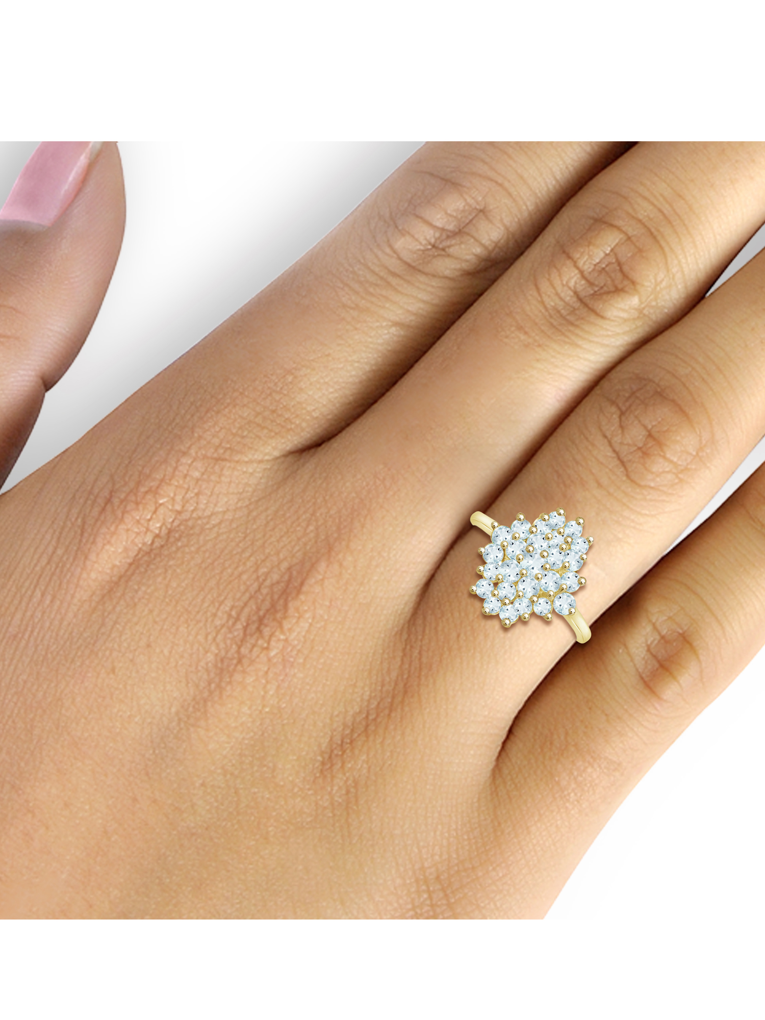 JewelersClub Aquamarine Ring Birthstone Jewelry – 1.50 Carat Aquamarine 14K Gold Plated Silver Ring Jewelry – Gemstone Rings with Hypoallergenic 14K Gold Plated Silver Band
