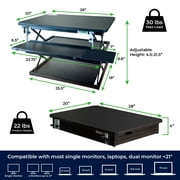 Adjustable Standing Desk Converter – Tall Sit to Stand Desk Riser with Independent Keyboard Platform and 21.5 Max Height for Laptops or Monitors