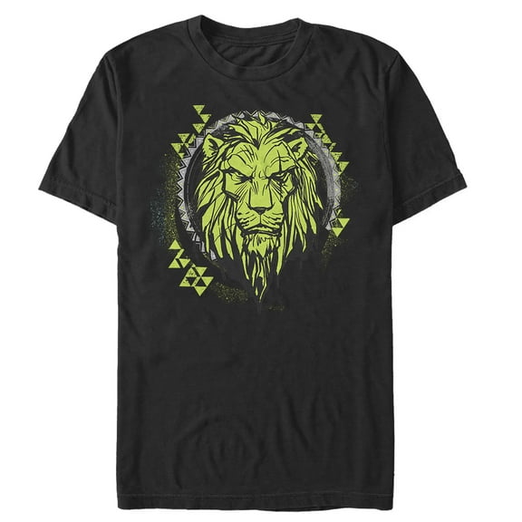 Men's Lion King Geometric Scar Emblem Graphic Tee Black X Large