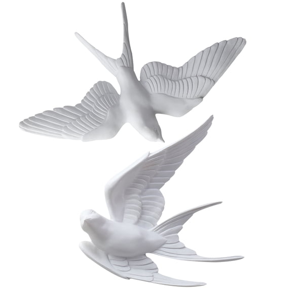 OATIPHO  White Resin Swallow Wall Decor Stylish Modern Home Ornament 2Pcs