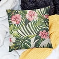 thumbnail image 2 of BANET  Tropical Stripe Decorative Pillow Covers, Blue Botanical Tropical Flower Pattern Watercolor Floral Hawaii Cushion Throw Pillow Covers Outdoor Sofa Couch Pillowcase 24x24in, 2 of 5