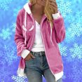 thumbnail image 1 of Vestes pour Femmes Décontractées Mode Automne Chandail à Fermeture Éclair Col en V Manches Longues Blouse à Capuche Chandail en Molleton Veste d'Automne en Liquidation, 1 of 1