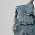 thumbnail image 4 of Rovga Winter Jackets For Womens Sleeveless New All Denim Vest With Spliced Hem Lace Jacket Stylish Retro Clothes Grey M, 4 of 4