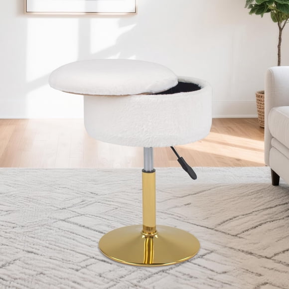Taburete LITZFUR ajustable para sala de maquillaje con almacenamiento