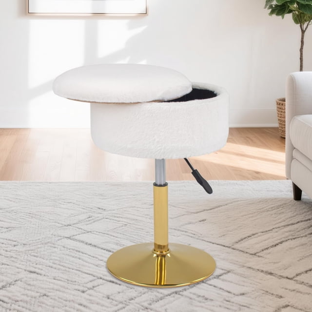 Taburete LITZFUR ajustable para sala de maquillaje con almacenamiento