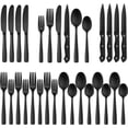 thumbnail image 1 of Juego de cubiertos Hiware negro mate 24 piezas para 4 con Steak K, 1 of 7