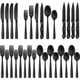 thumbnail image 1 of Juego de cubiertos Hiware negro mate 24 piezas para 4 con Steak K, 1 of 7