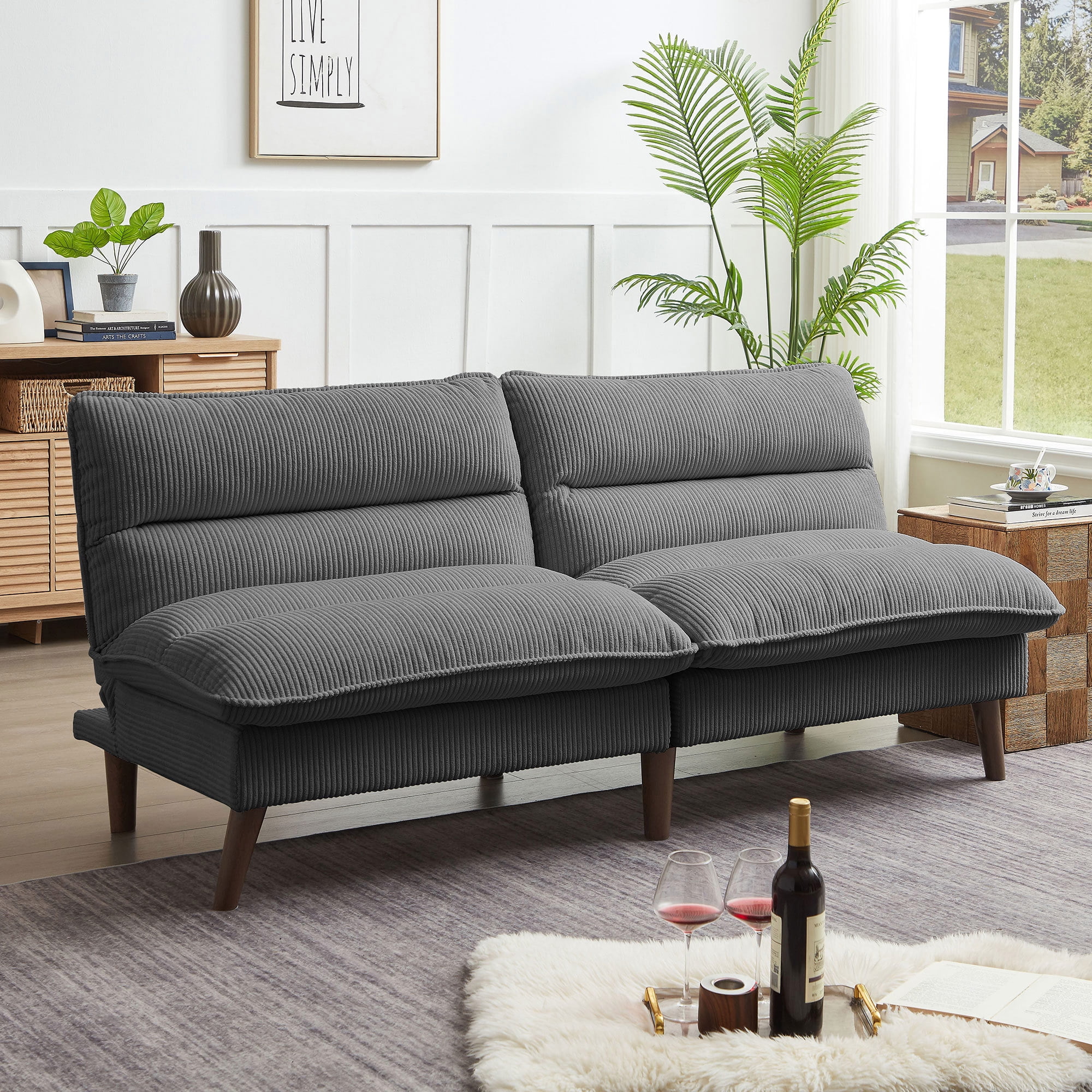 Soscana Modern Linen Fabric Futon Convertible Sofa Bed 2 in 1,Sleeper Sofa Couch for Living Room Apartment Bedroom Office Studio