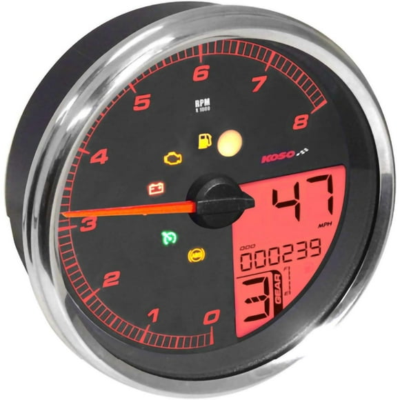 KOSO HD-05 Multifunction Gauge (Chrome) Compatible with 04-13 Harley FLHR2