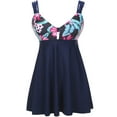 thumbnail image 5 of Women's Two Piece Sexy Swimsuit Tankini Swim Dress Floral Print Upper Ladies Bikini Beachwear, 5 of 8