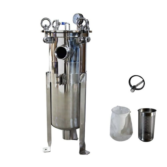 INTBUYING 1# Bag Filter 2" NPT In/Out 120 Psi Oil Beverage Chemistry Filter 304 Stainless Steel