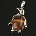 thumbnail image 1 of Collier Pendentif Pingouin Femme Pierre Naturelle Œil de Tigre Mignon Animal Homme, 1 of 6