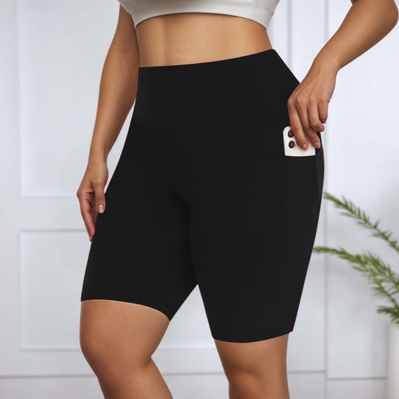 Seamless High Waist Yoga Shorts for Women Stretchy Compression Fit Athletic Running Gym Activewear Capri Leggings Comfortable Workout TrainingBlackXXXXL