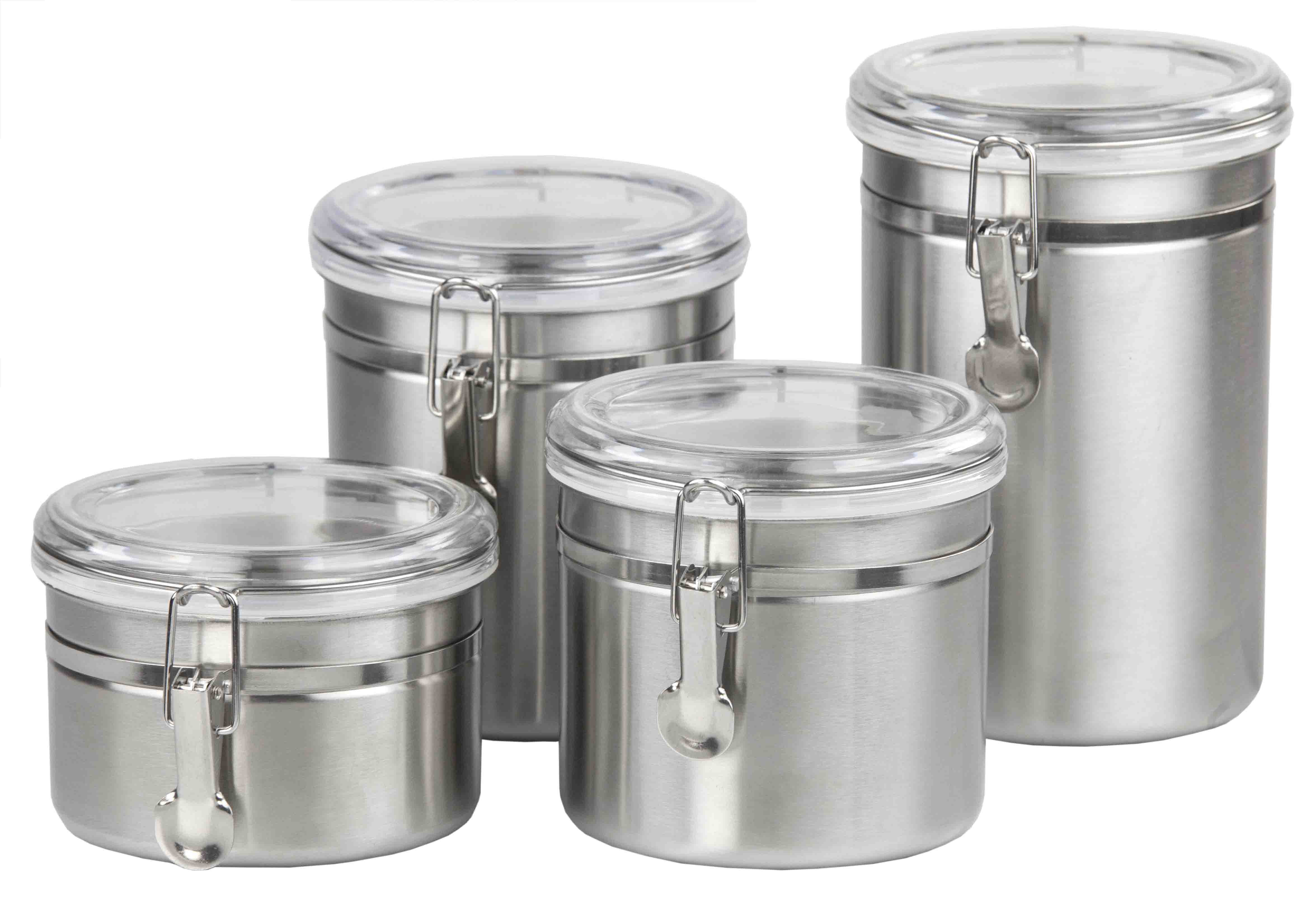 4 Piece Stainless Steel Canister Set - Walmart.com