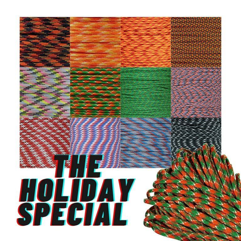 Paracord Planet  550 Paracord 10 FT (Hanks) Holiday Colors – Type III 550  LB Test Parachute Cord 