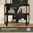 thumbnail image 6 of WGYPRIME 70.9" Tall Bookcase with 2 Rattan Doors, Modern Farmhouse Style 5 Tier Storage Wood Shelves, Large Bookshelf for Library Living Room Bedroom Home Office, 6 of 8