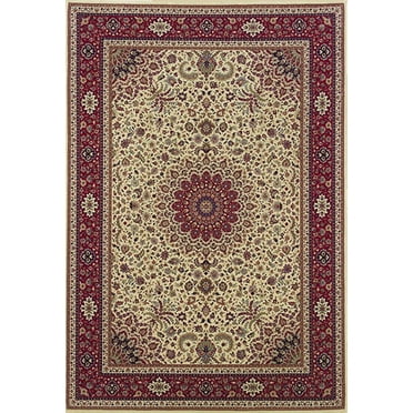 Oriental Weavers Ariana Area Rug - 095J3 - 8' Round - in Ivory/ Red - Vintage Inspired, Stain Resistant, Family and Pet Friendly , Dining Room Rug