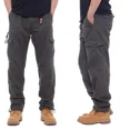 thumbnail image 4 of Mono de algodón sencillo, pantalones informales para hombre, cintura elástica, pantalones con múltiples bolsillos de talla grande, 4 of 5