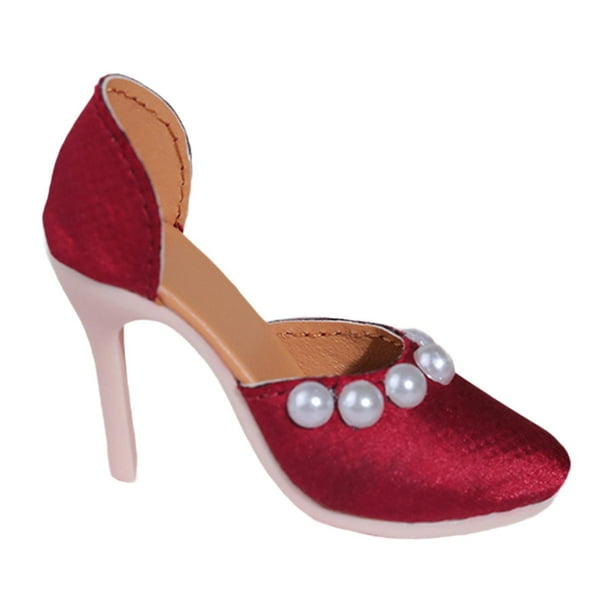 Zapatos para muñecas BJD, accesorios, zapatos de moda, tacones altos en miniatura rojo