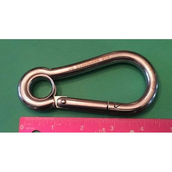 US STAINLESS Stainless Steel 316 Spring Hook with Eyelet Carabiner 7/16" (11mm) Marine Grade