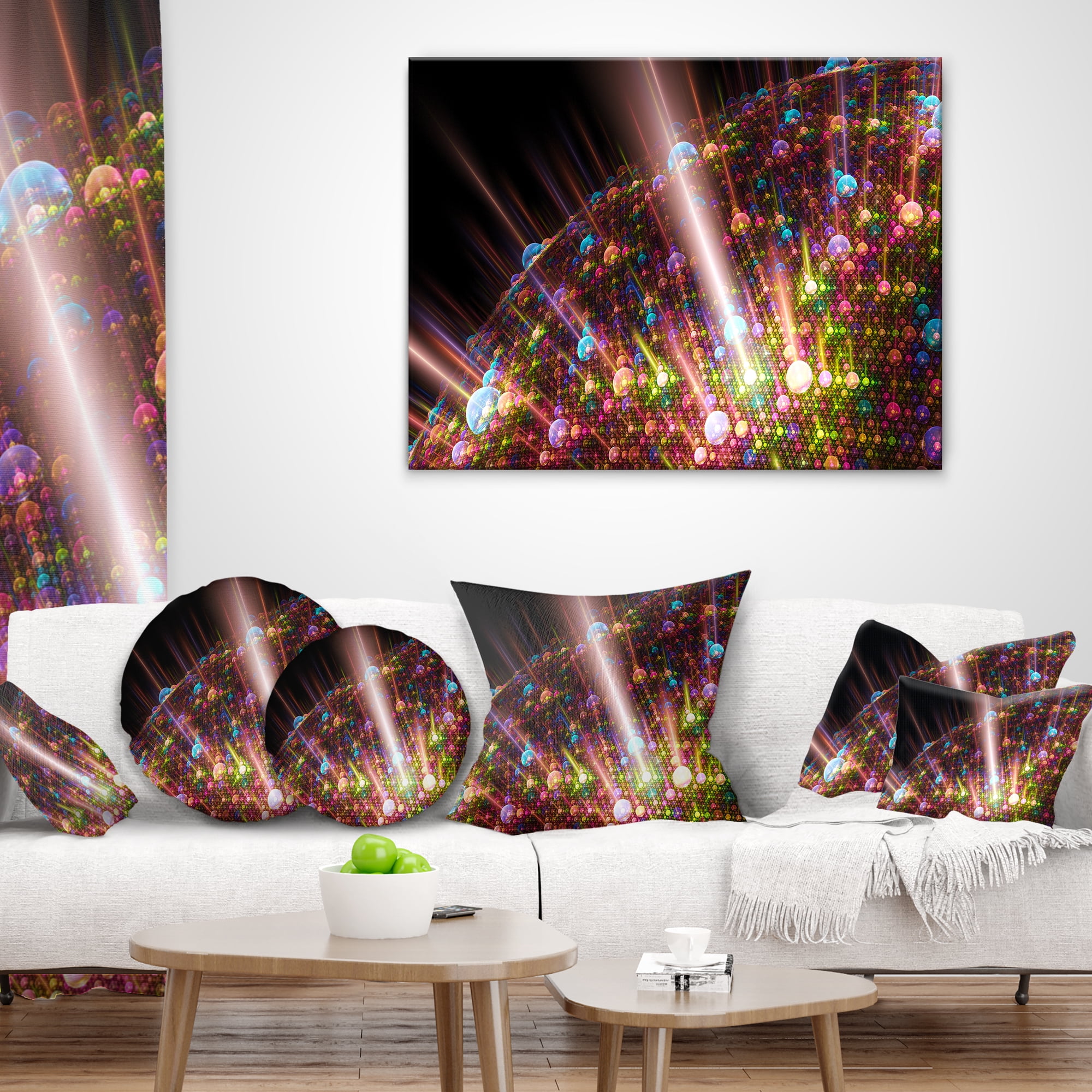 Designart Multi Color Solar Bubbles Planet - Abstract Throw Pillow - 12x20