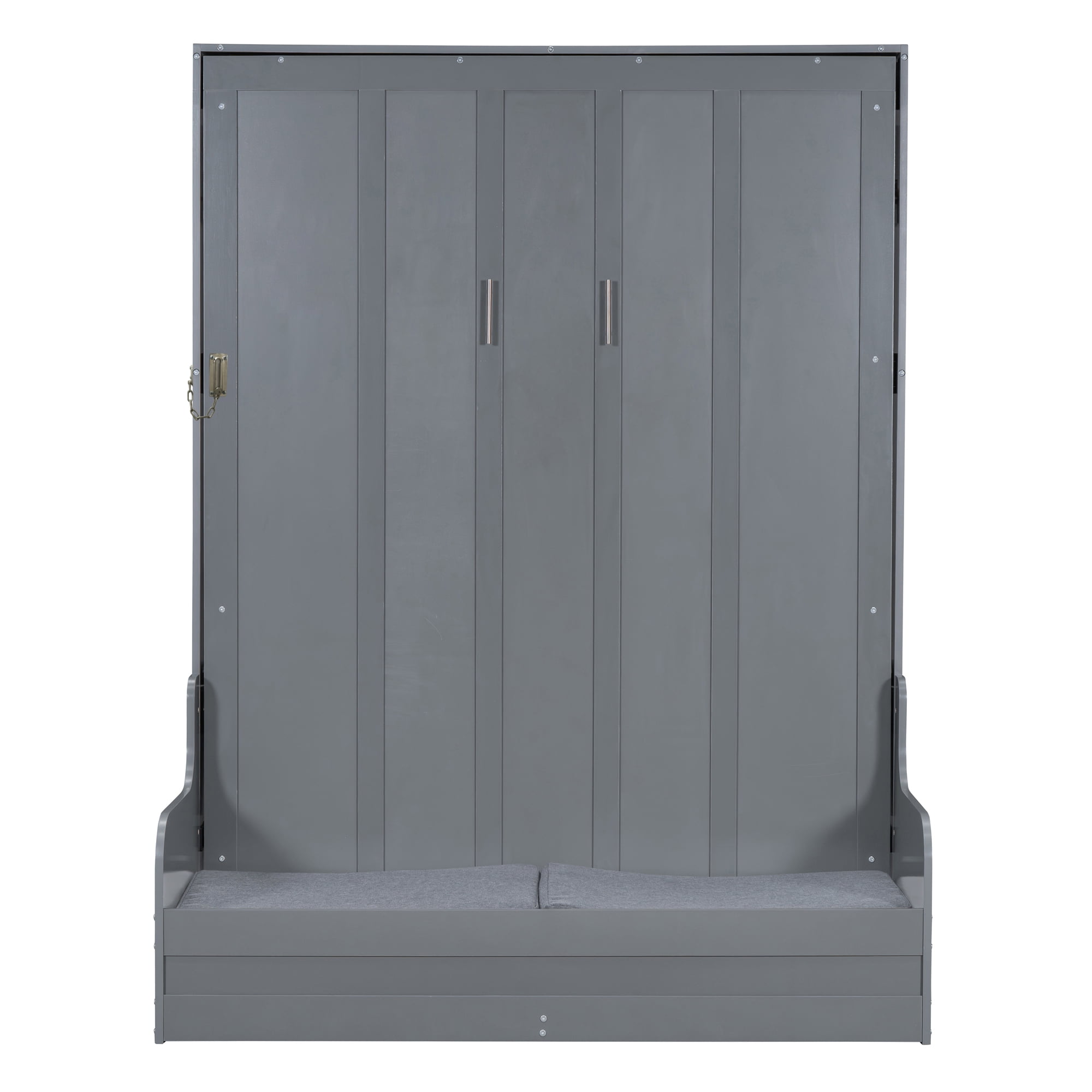 Mintazer Queen Size Murphy Bed with Sofa, Modern Foldable Wall Bed with Cushions for Bedroom Apartment Guest Room, Gray