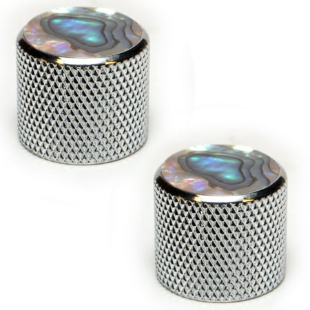 Guitar Hat Knobs Seismic Audio Chrome and Pearloid Knurled Metal Replacement Knobs for Electric Guitar - 2 Pack Silver - SAGA44 ()