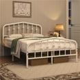 thumbnail image 2 of Yaheetech Modern Metal Bed Frame with Arched Headboard and Footboard, Full, White, 2 of 7