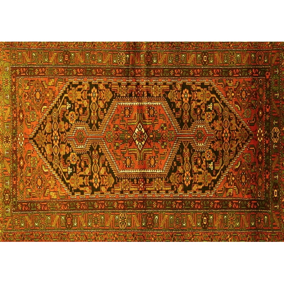 Ahgly Company Indoor Rectangle Persian Yellow Traditional Area Rugs, 5' x 7'