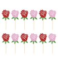 thumbnail image 1 of 12 unids/set hermosa forma de rosa pastel Topper hecho a mano toque festivo madera pastelería Topper para el hogar, 1 of 5