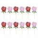 thumbnail image 1 of 12 unids/set hermosa forma de rosa pastel Topper hecho a mano toque festivo madera pastelería Topper para el hogar, 1 of 5