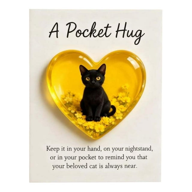 E Memorial Pocket Keepsake For Pet Loss Remembrance Acrylic Plaque With Hugging Cat Design Souvenir Version E For Grieving Pet Owners
