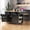 Black, variant on Harper & Bright Designs Kitchen Island with Drop Leaf and Wheels, Kitchen Storage Cart with Drawers and Storage Rack, Rolling Kitchen Island with Power Outlet, Black