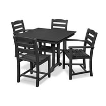 POLYWOOD La Casa Café 5-Piece Farmhouse Trestle Dining Set in Black