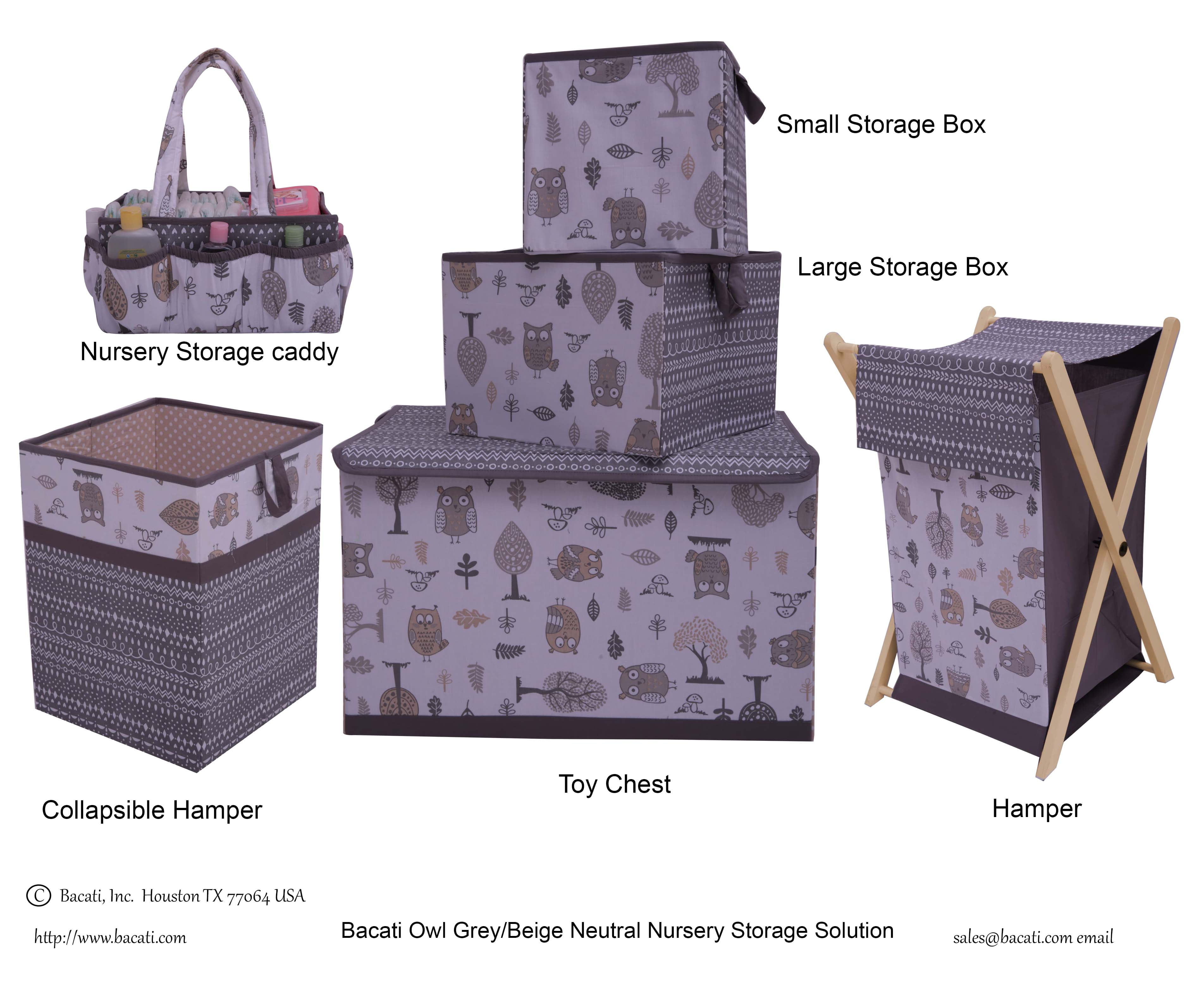 Bacati - Owls Grey/Beige Neutral Cotton Crib/Toddler Crib Skirt