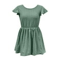thumbnail image 5 of YYDGH T Shirts for Women Cute Babydoll Casual Tops Peplum Loose Fit Tunic Eyelet Crewneck Ruffle Short Sleeve Blouses Green XL, 5 of 6