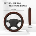 thumbnail image 3 of Rateoe Brown Pattern Elastic Stretch Steering Wheel Cover, Universal 15 inch, Microfiber Breathable , Anti-Slip, Odorless, Easy Carry, 3 of 6