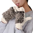 thumbnail image 3 of Lroveb Winter Gloves for Women Fleece Lined Womens Knitted Warm Cartoon Hedgehog Cotton Thick Gloves, 3 of 6