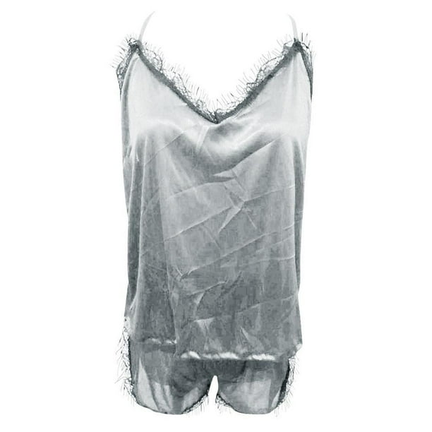 Gibobby Lenceria mujer sexy Conjuntos de lencería Sujetador de lencería Ropa de dormir Sexy Sexy y liga de encaje Panty Nueva ropa interior Mono(Plata de plata M)