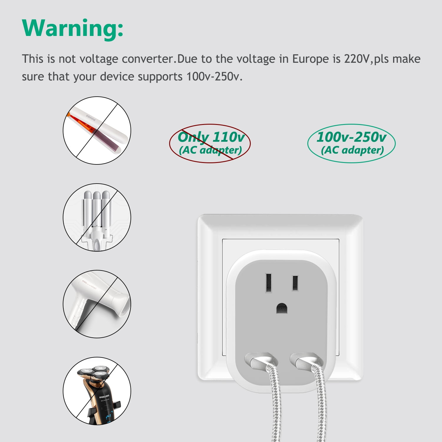 Buy US to UK Power Type G Plug Adapter 2 Pack, ETEPON International