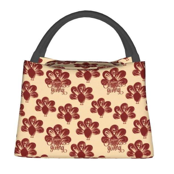 Fotbe Thanksgiving Sketch Turkey Bolsa Térmica Portátil con Estampado, Bolsa de Entrega de Alimentos Aislada, Bolsa Reutilizable de Gran Capacidad para Comidas y Supermercado
