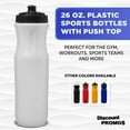 thumbnail image 2 of 10 Plastic Water Bottles Set, 26 oz. - Black Push Top Lid - White, 2 of 5