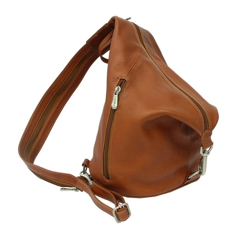 Piel Leather Top Zip Tote (saddle)